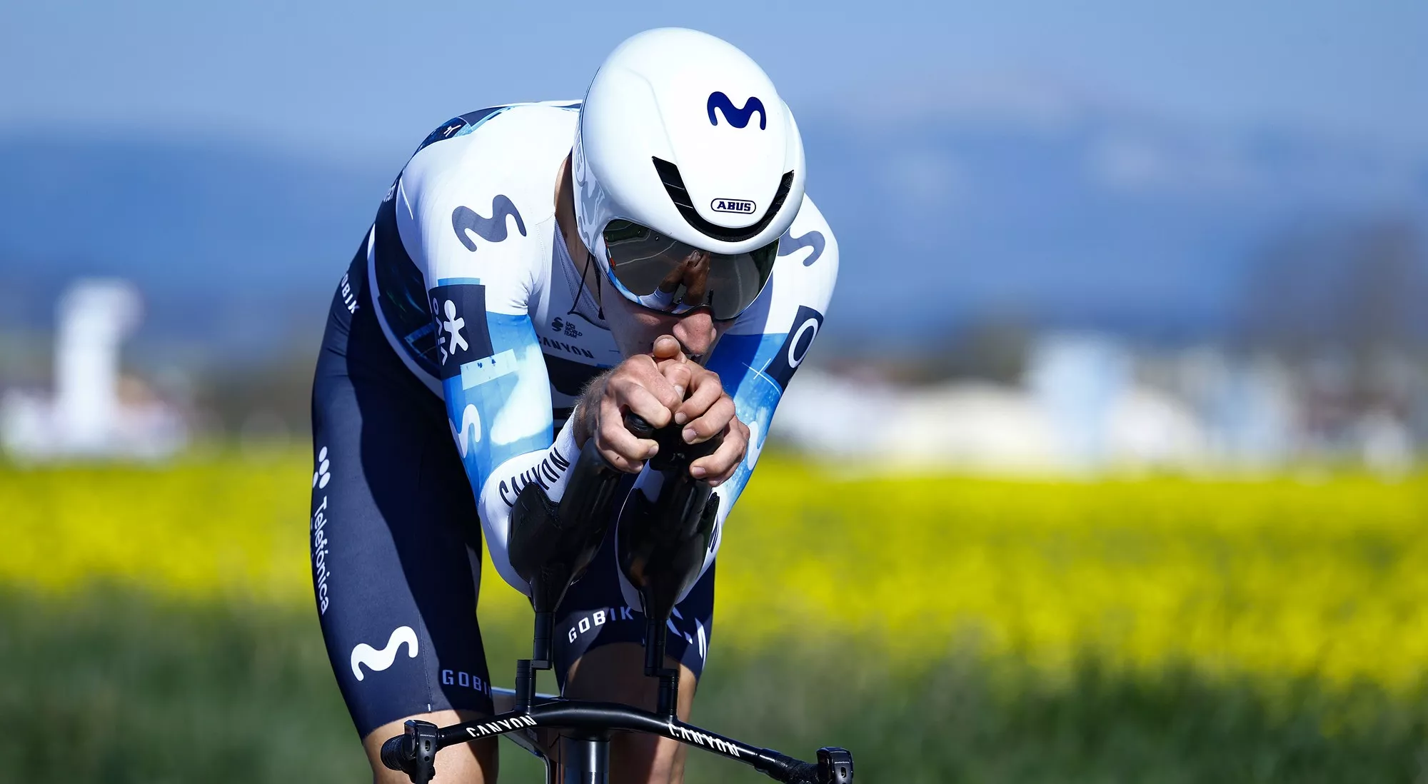 Castrillo, este lunes en la contrarreloj de la Itzulia. Foto: Movistar Team