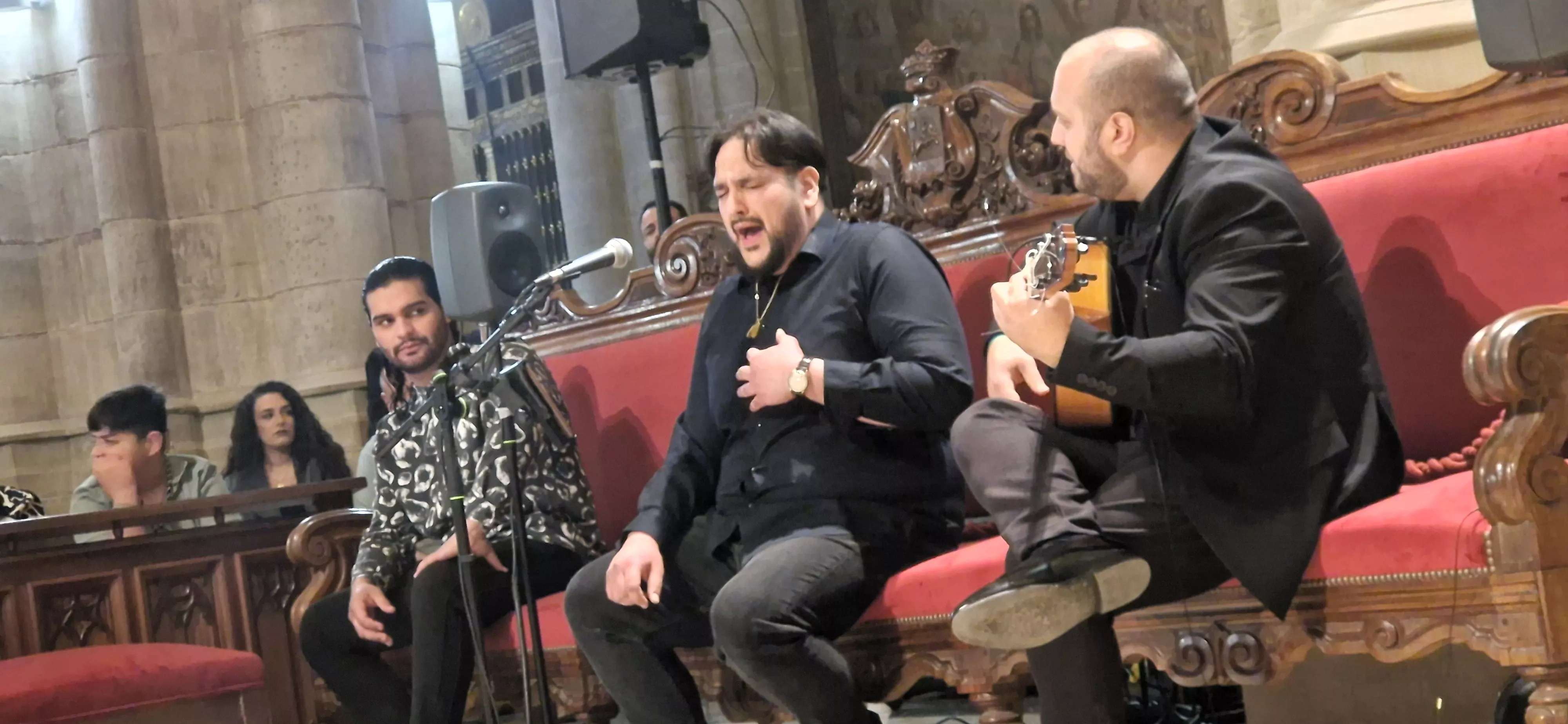 Salvador Gabarrella, José Díaz y José María Giménez. Concierto al Cristo de los Gitanos. Foto Myriam Martínez