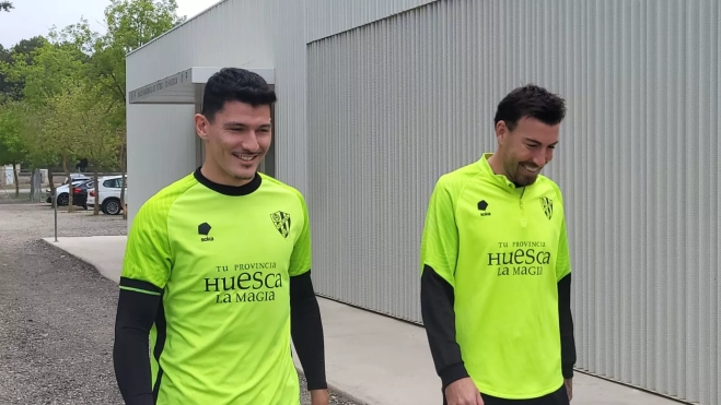 Miguel Loureiro y Sergi Enrich tras el entrenamiento Miguel Loureiro y Sergi Enrich tras el entrenamiento