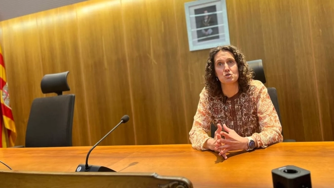 La presidenta de la Audiencia Provincial de Huesca, durante la entrevista. La presidenta de la Audiencia Provincial de Huesca, durante la entrevista.