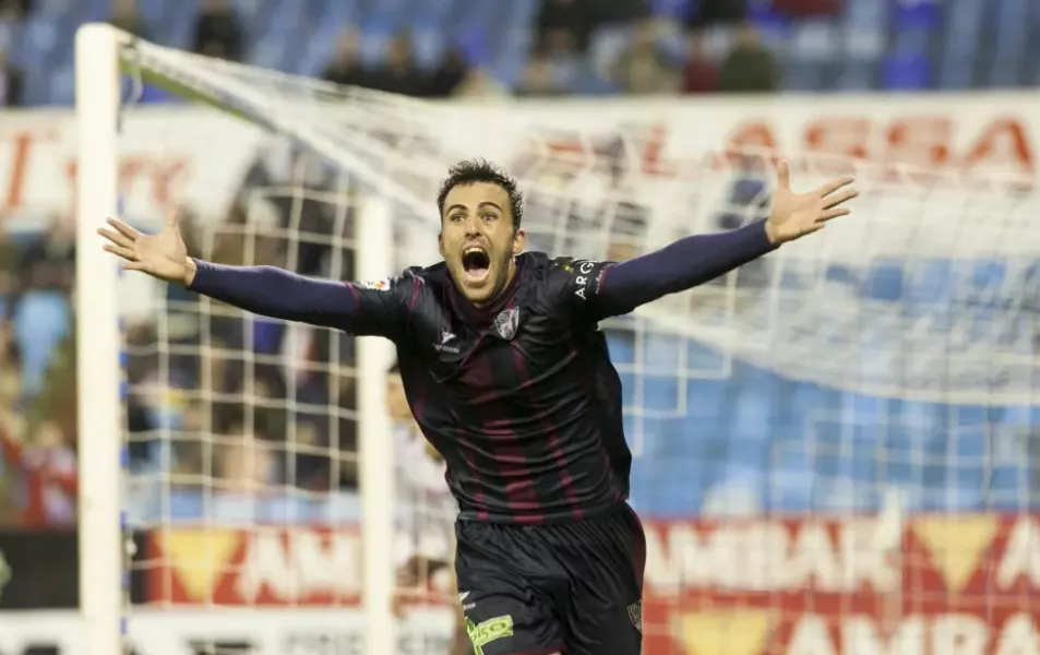 Carlos David celebra el 3-3 en La Romareda, un 3 de enero de 2016. Foto: Aranzazu Navarro