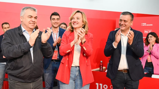 Sabés, Alegría y Cerdán en el XI Congreso del PSOE alto Aragón 2