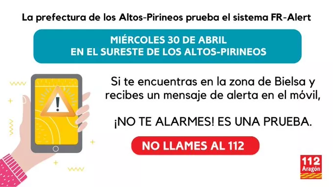Bielsa podría recibir una alerta en el móvil por un simulacro del sistema francés de emergencias.