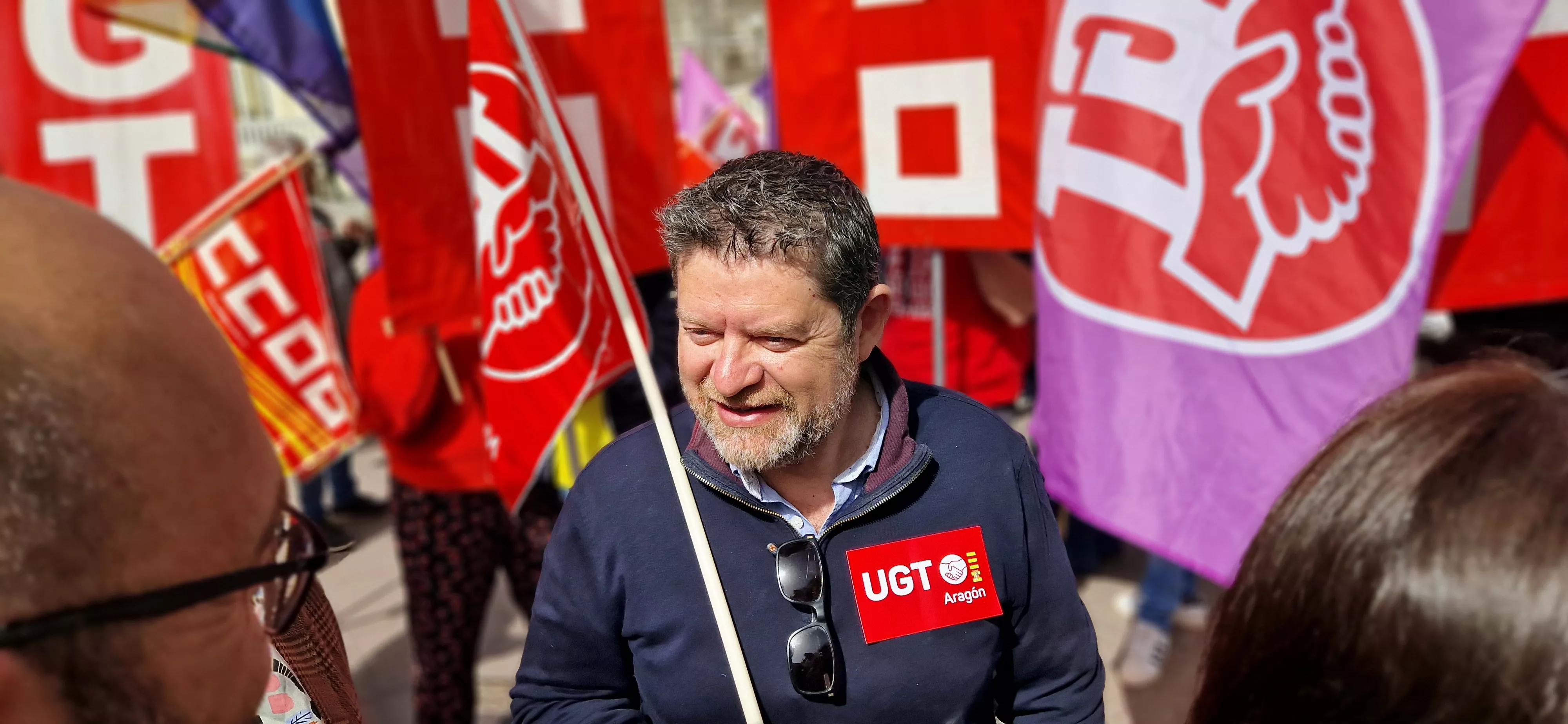 José Antonio Alentá. 1º de Mayo: Imágenes del Día del Trabajo celebrado en Huesca por CCOO y UGT. Foto Myriam Martínez