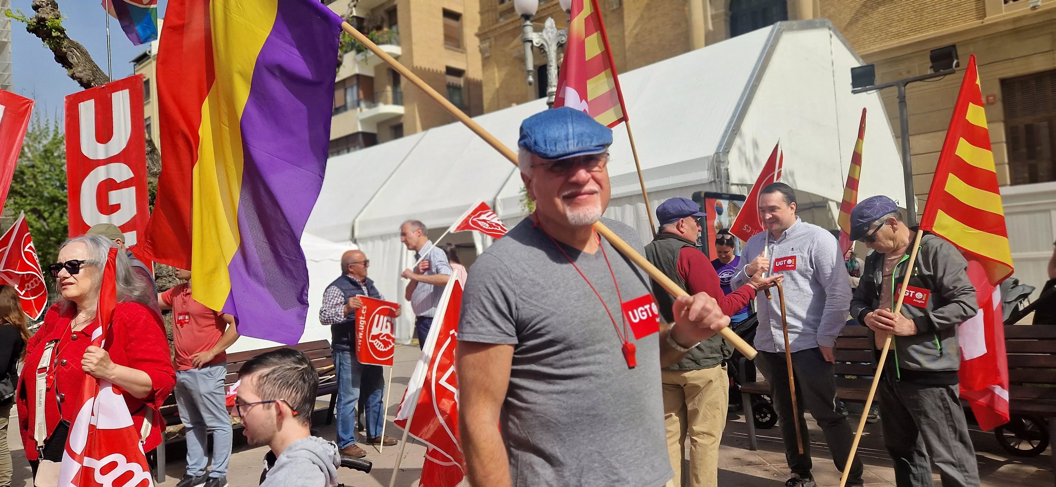 1º de Mayo: Imágenes del Día del Trabajo celebrado en Huesca por CCOO y UGT. Foto Myriam Martínez