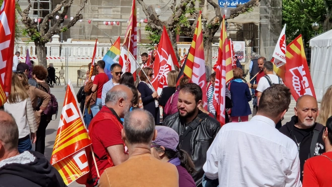 Día Internacional de los Trabajadores convocado por CCOO y UGT en Huesca. Foto Myriam Martínez 
