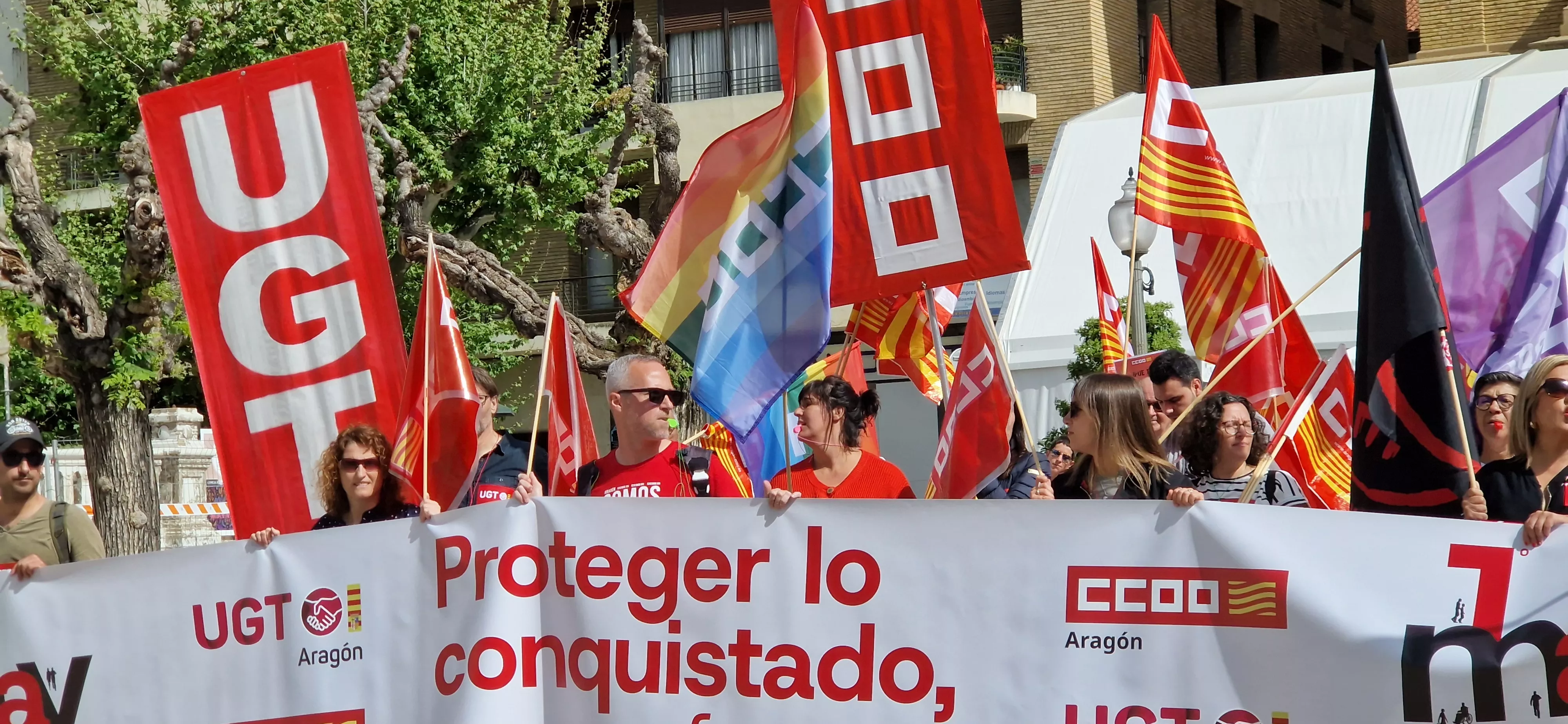 1º de Mayo: Imágenes del Día del Trabajo celebrado en Huesca por CCOO y UGT. Foto Myriam Martínez