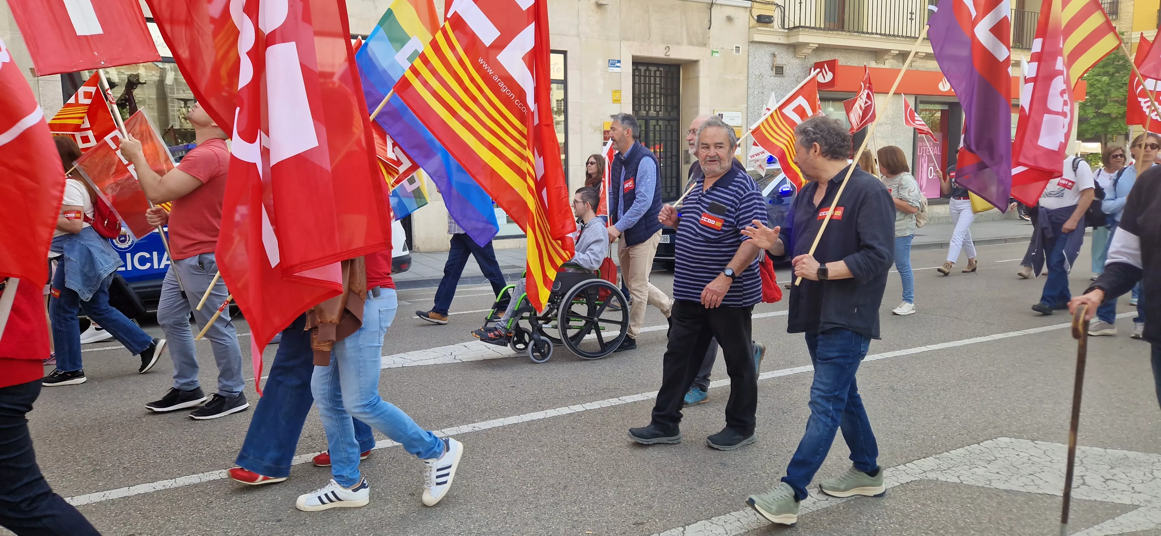 1º de Mayo: Imágenes del Día del Trabajo celebrado en Huesca por CCOO y UGT. Foto Myriam Martínez