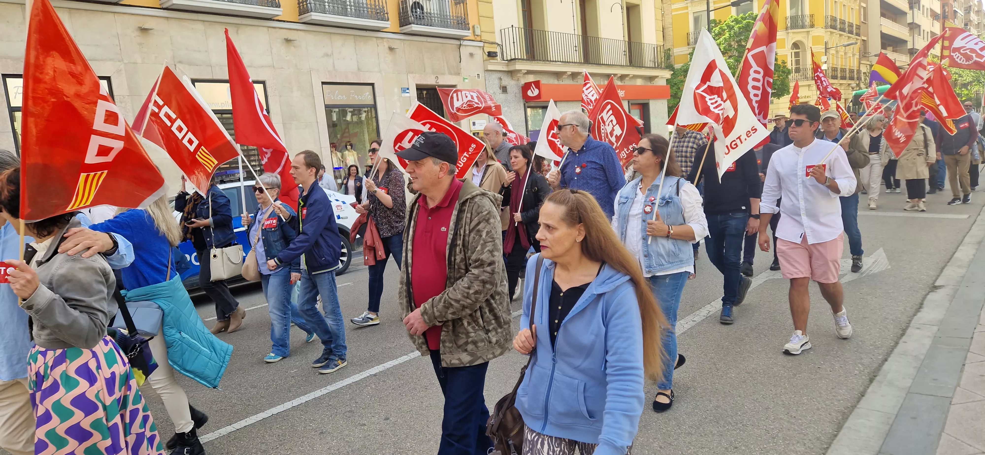 1º de Mayo: Imágenes del Día del Trabajo celebrado en Huesca por CCOO y UGT. Foto Myriam Martínez