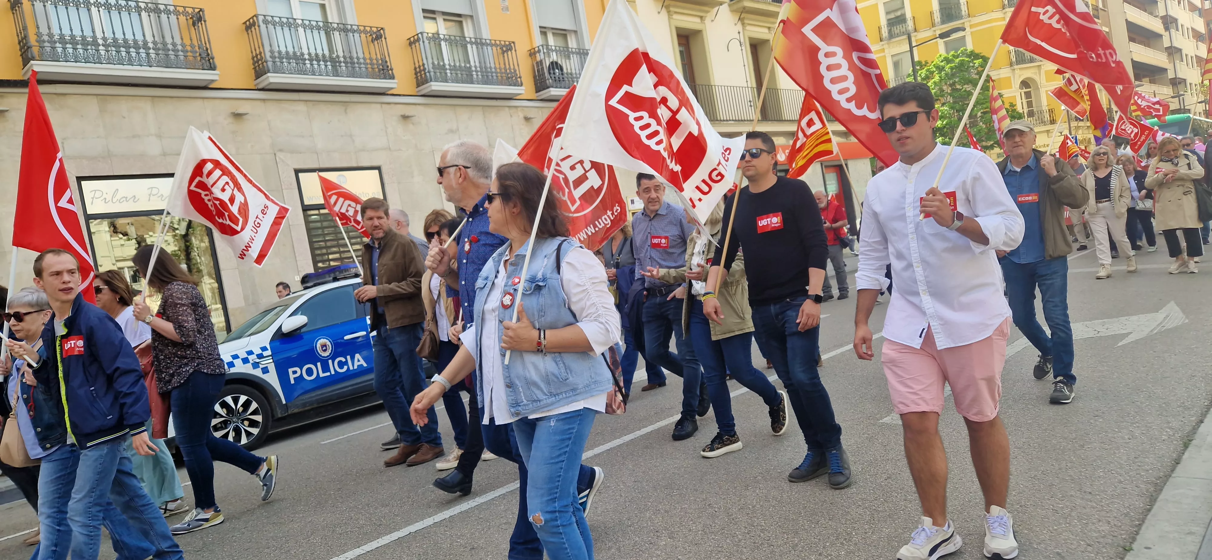 1º de Mayo: Imágenes del Día del Trabajo celebrado en Huesca por CCOO y UGT. Foto Myriam Martínez