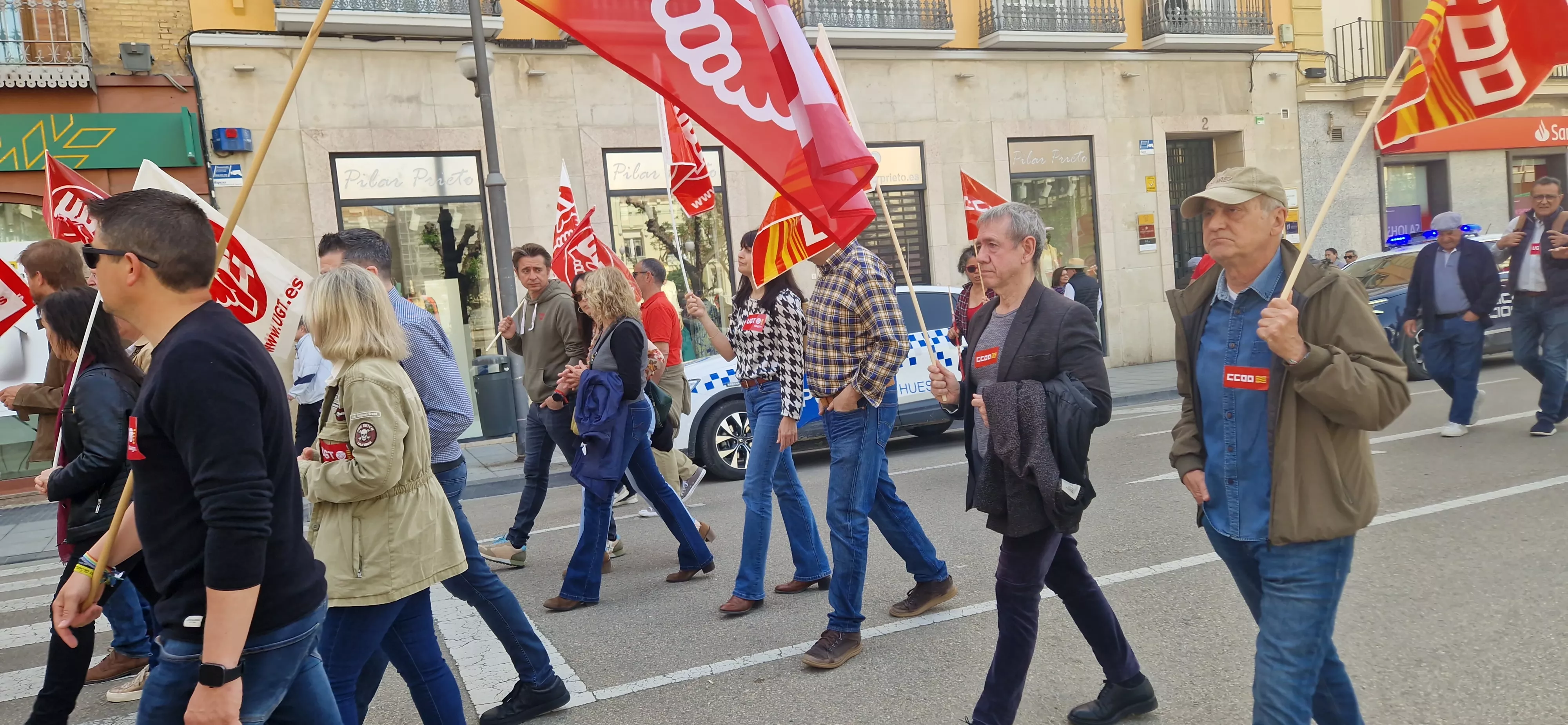 1º de Mayo: Imágenes del Día del Trabajo celebrado en Huesca por CCOO y UGT. Foto Myriam Martínez