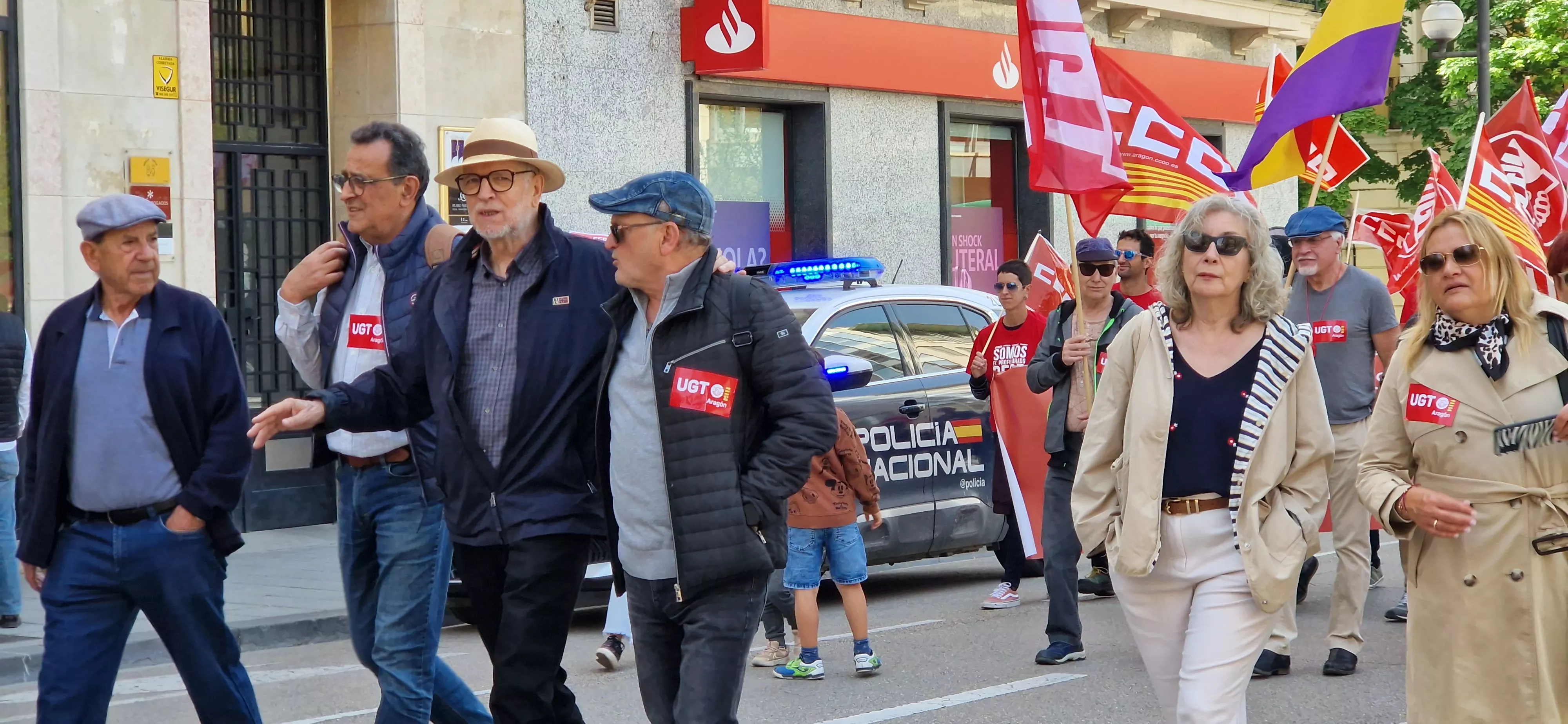 1º de Mayo: Imágenes del Día del Trabajo celebrado en Huesca por CCOO y UGT. Foto Myriam Martínez