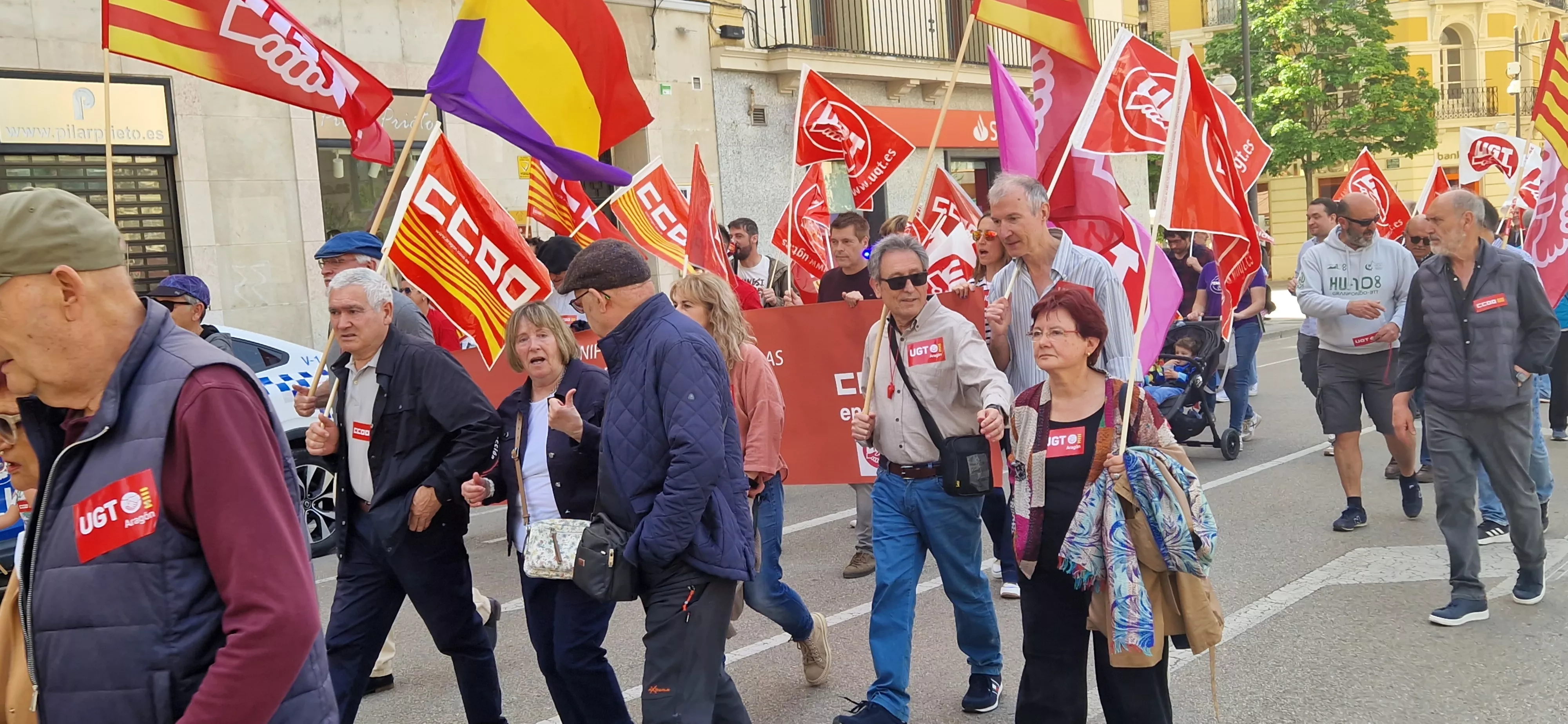 1º de Mayo: Imágenes del Día del Trabajo celebrado en Huesca por CCOO y UGT. Foto Myriam Martínez