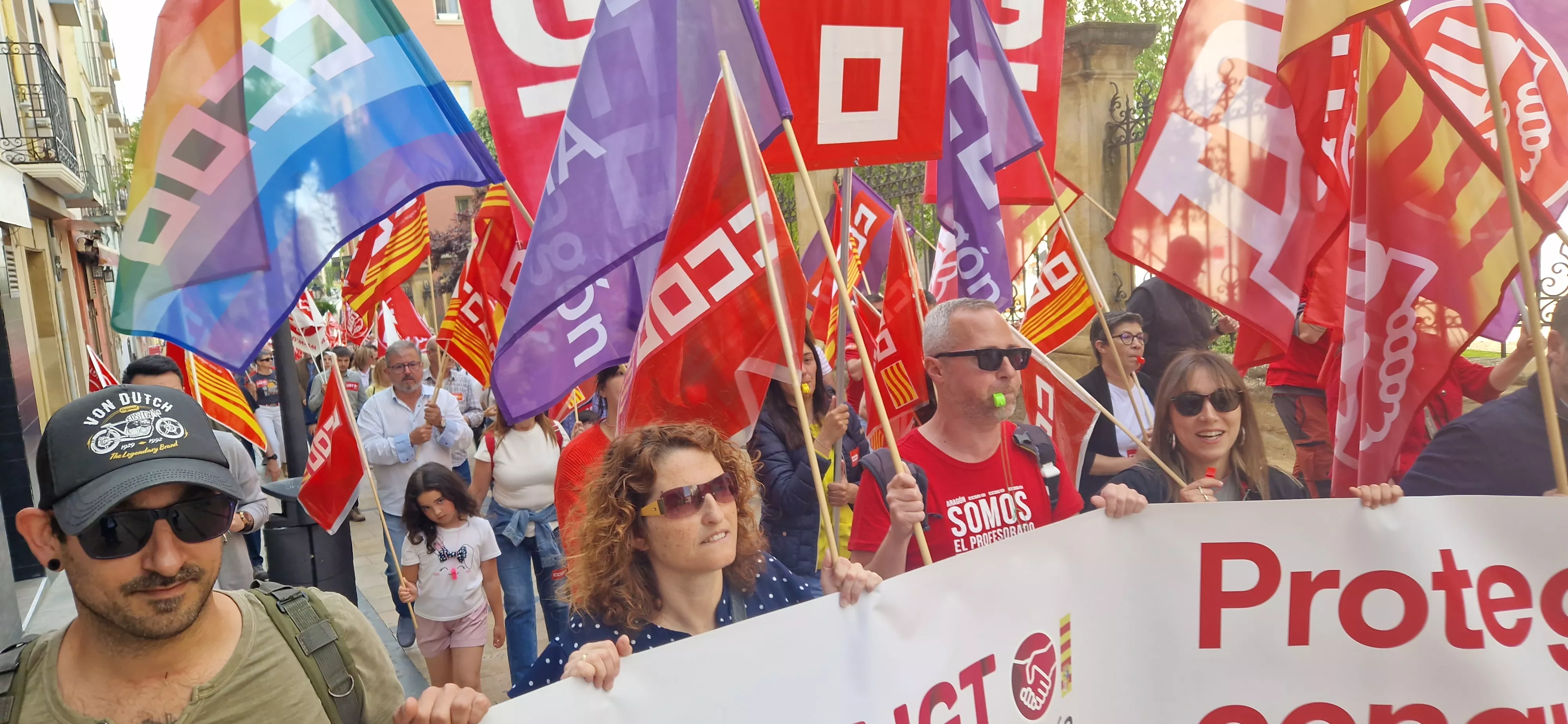 1º de Mayo: Imágenes del Día del Trabajo celebrado en Huesca por CCOO y UGT. Foto Myriam Martínez