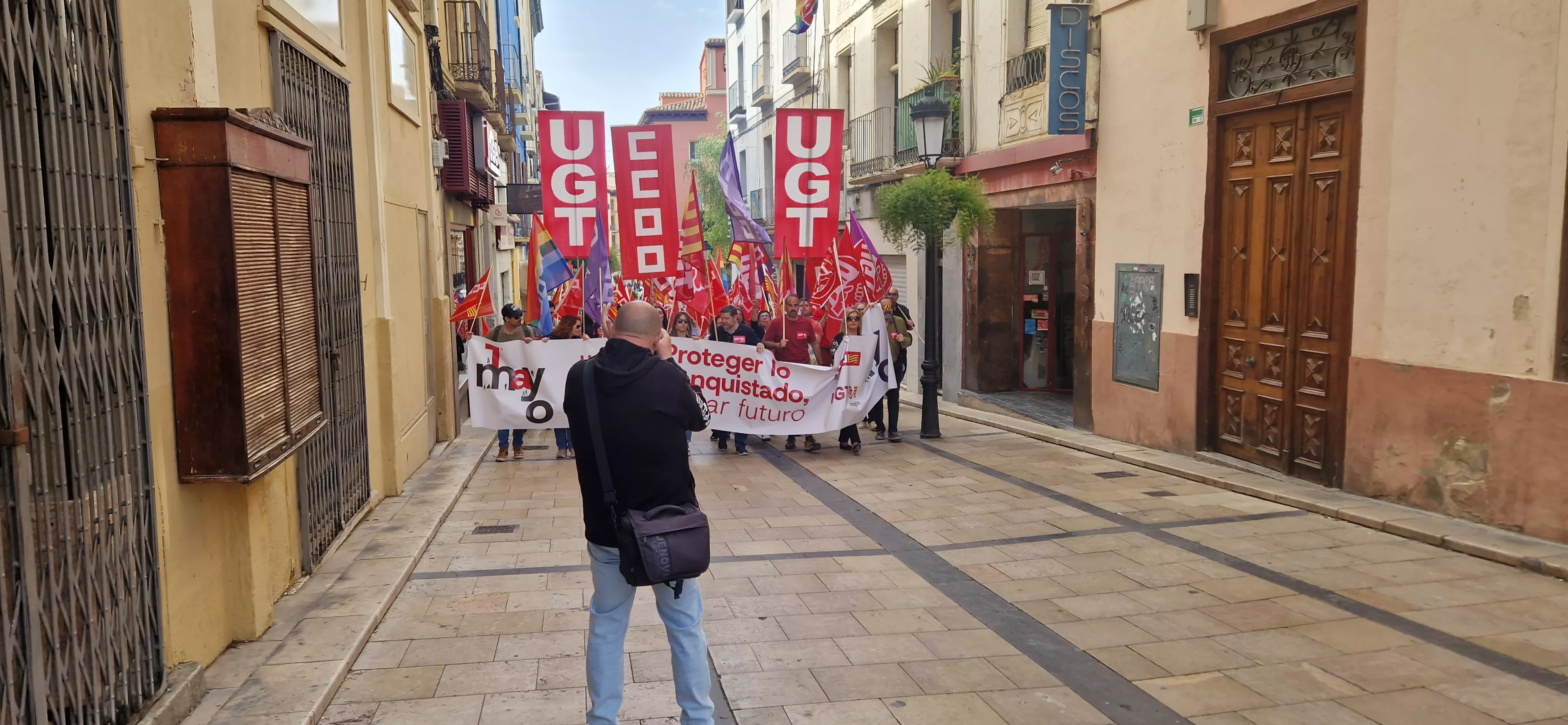 1º de Mayo: Imágenes del Día del Trabajo celebrado en Huesca por CCOO y UGT. Foto Myriam Martínez
