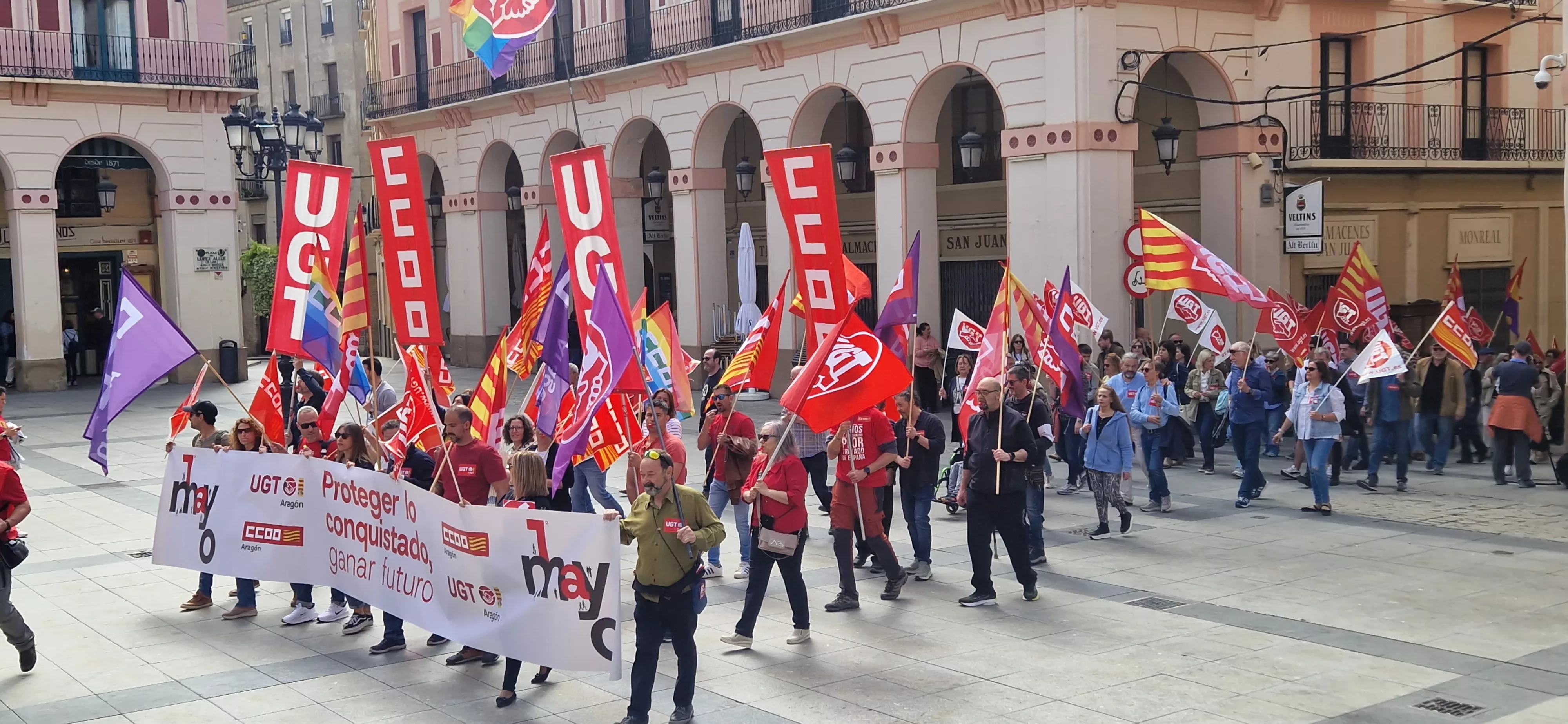 1º de Mayo: Imágenes del Día del Trabajo celebrado en Huesca por CCOO y UGT. Foto Myriam Martínez