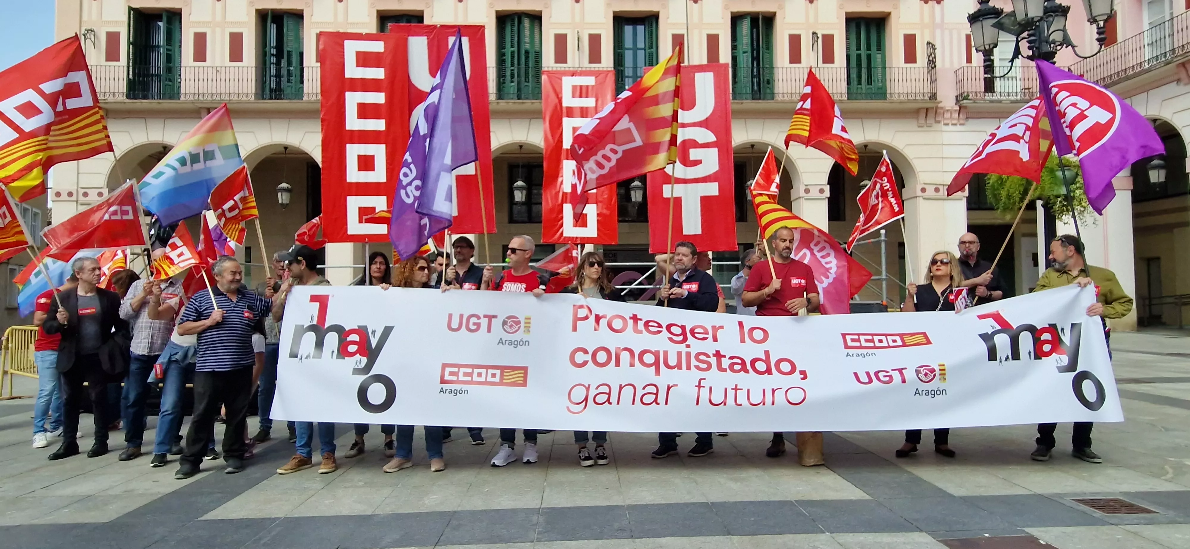 1º de Mayo: Imágenes del Día del Trabajo celebrado en Huesca por CCOO y UGT. Foto Myriam Martínez