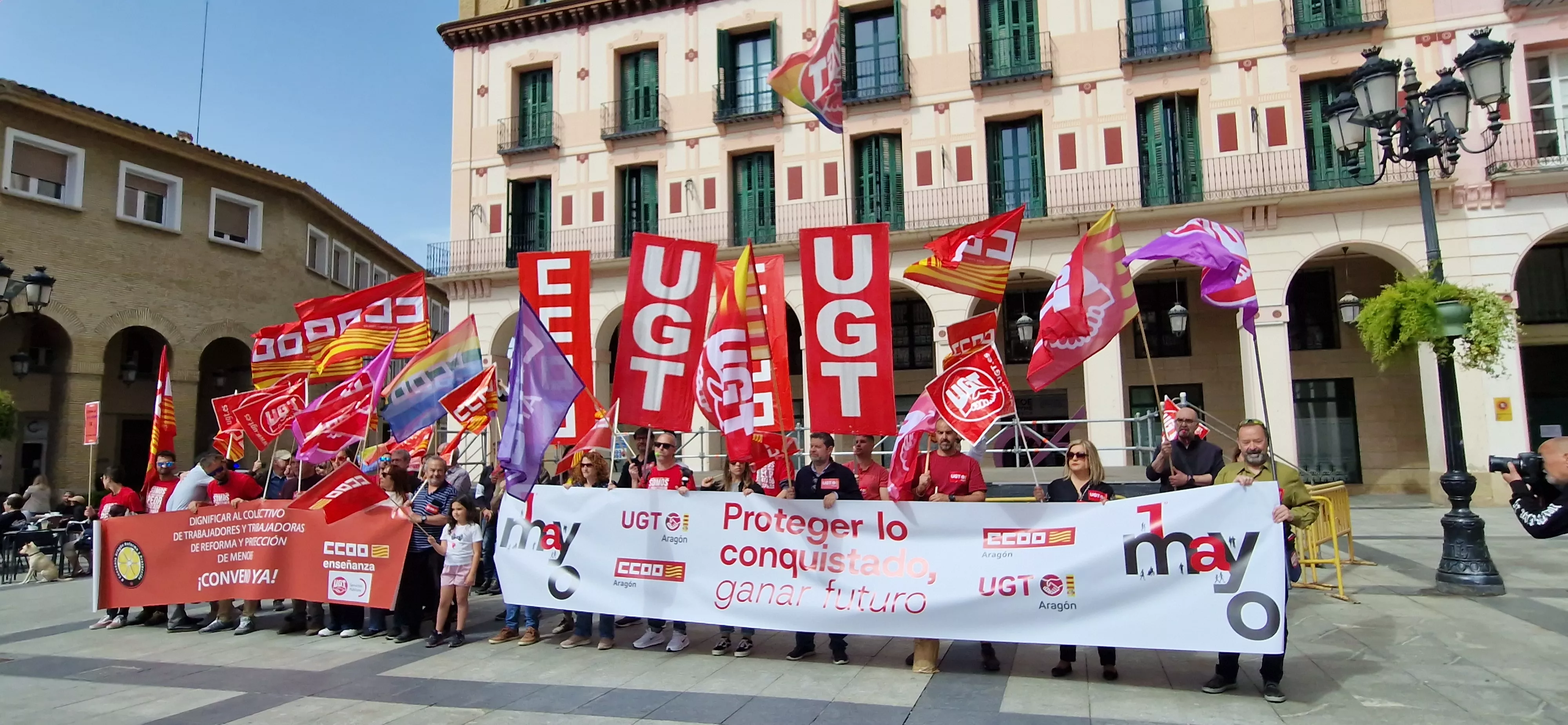 1º de Mayo: Imágenes del Día del Trabajo celebrado en Huesca por CCOO y UGT. Foto Myriam Martínez