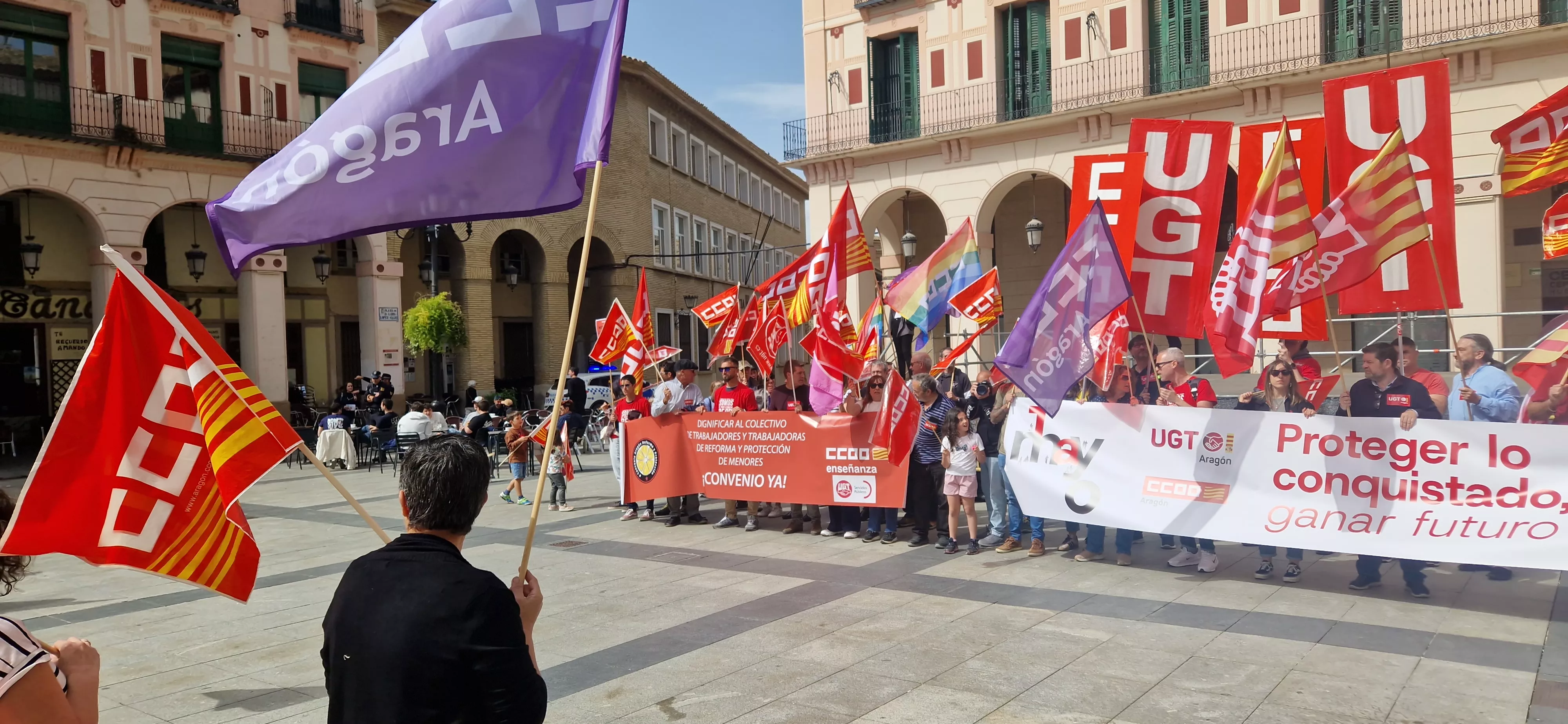 1º de Mayo: Imágenes del Día del Trabajo celebrado en Huesca por CCOO y UGT. Foto Myriam Martínez