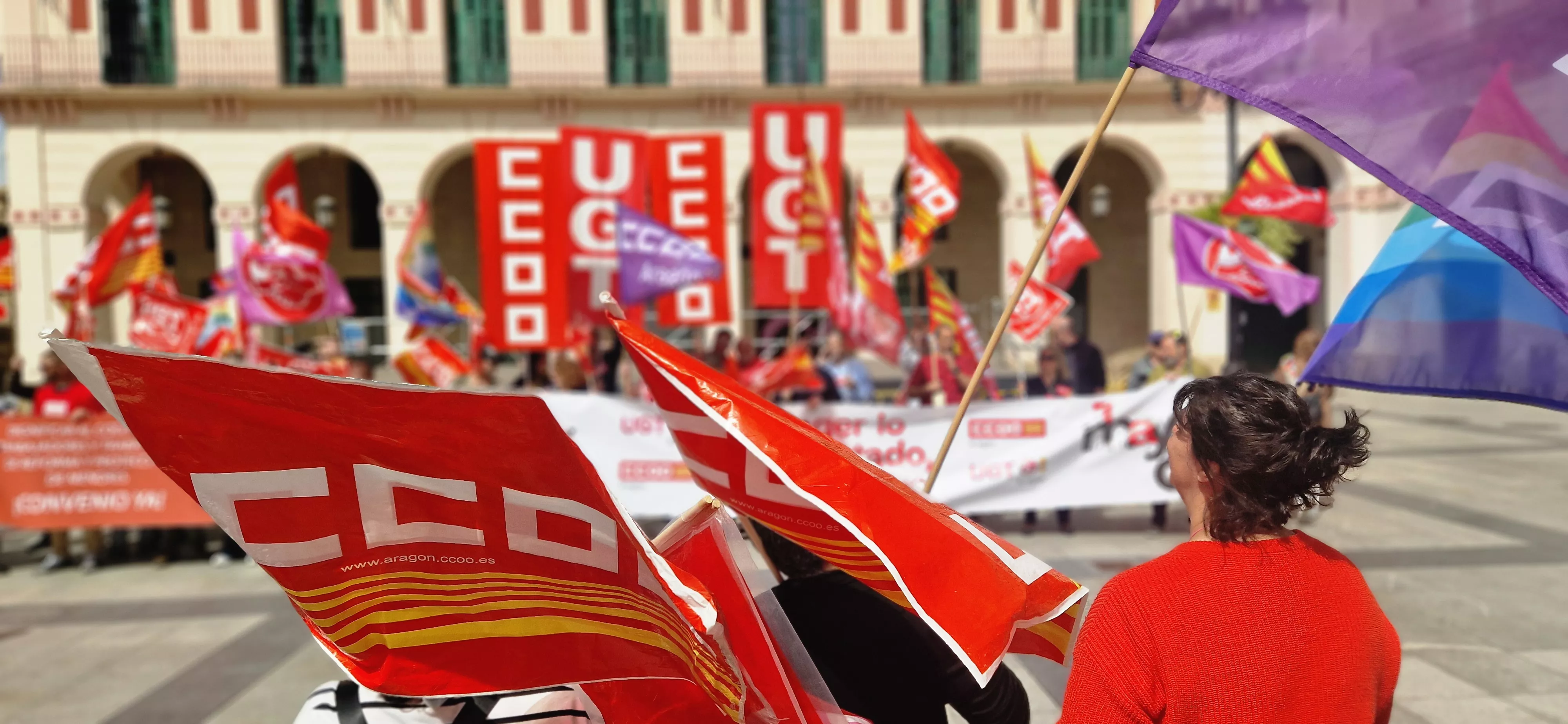 1º de Mayo: Imágenes del Día del Trabajo celebrado en Huesca por CCOO y UGT. Foto Myriam Martínez