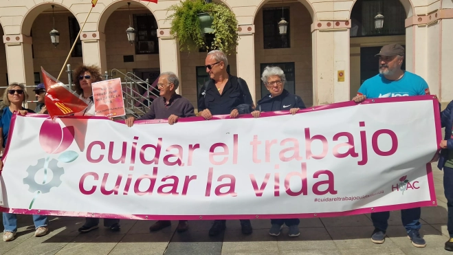 Día Internacional de los Trabajadores convocado por CCOO y UGT en Huesca. Foto Myriam Martínez 