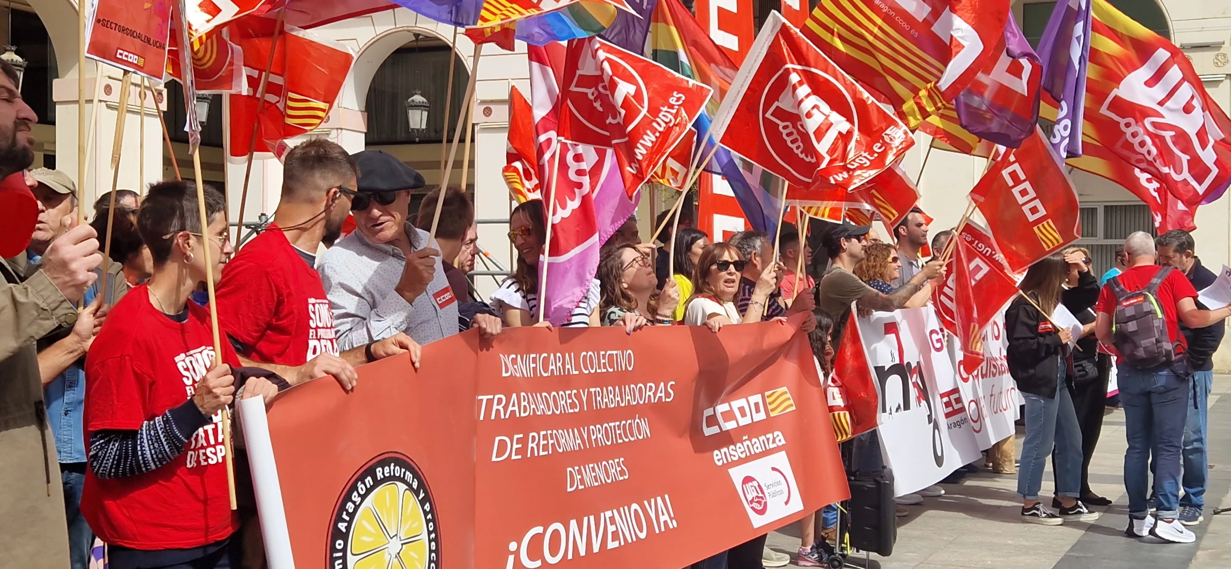 1º de Mayo: Imágenes del Día del Trabajo celebrado en Huesca por CCOO y UGT. Foto Myriam Martínez