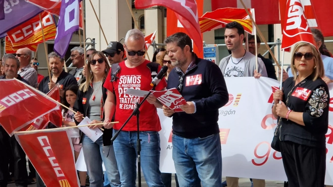 Día Internacional de los Trabajadores convocado por CCOO y UGT en Huesca. Foto Myriam Martínez 