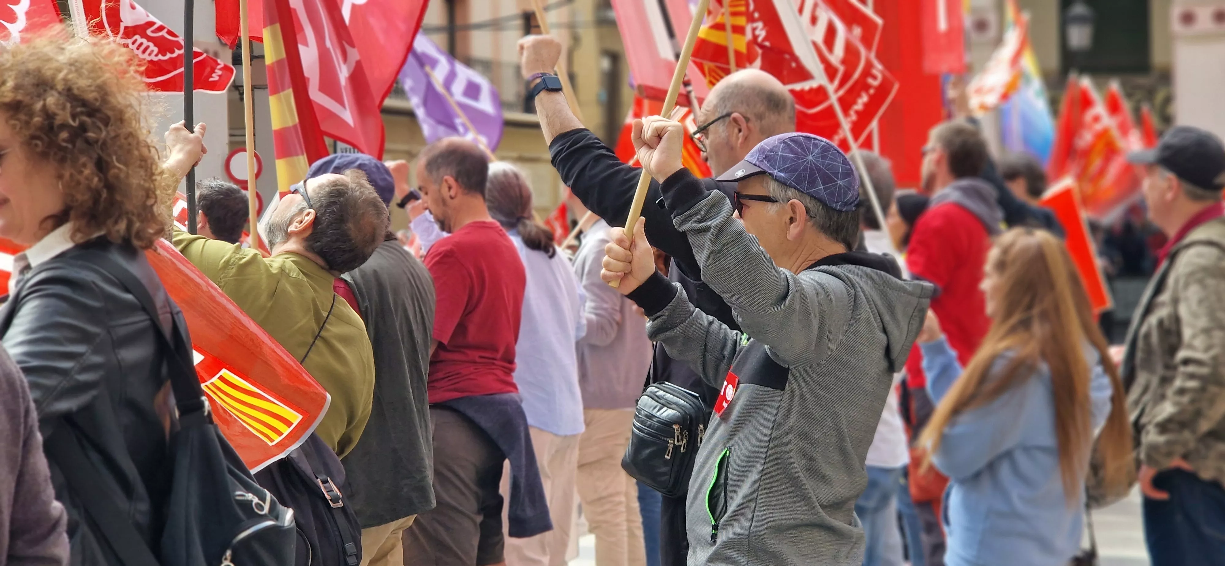 1º de Mayo: Imágenes del Día del Trabajo celebrado en Huesca por CCOO y UGT. Foto Myriam Martínez