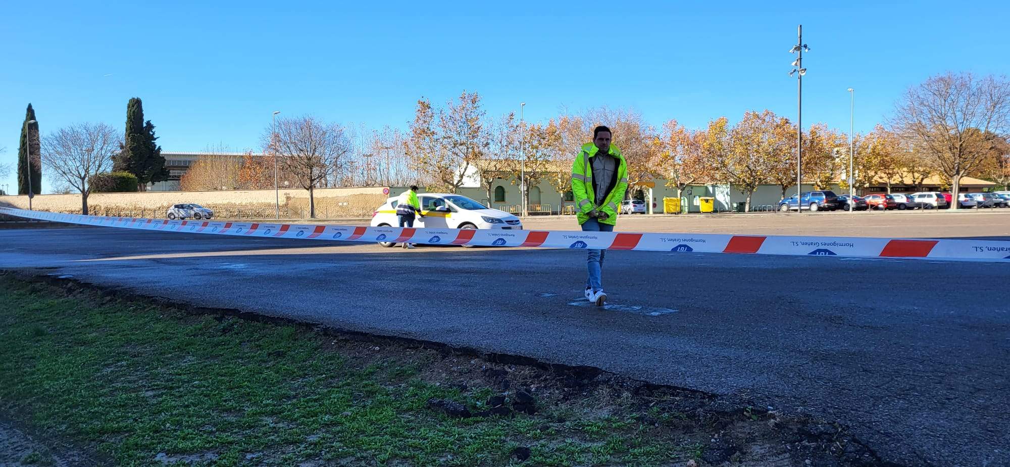 Las obras no han podido comenzar en General Lasheras debido a que el asfalto estaba mojado