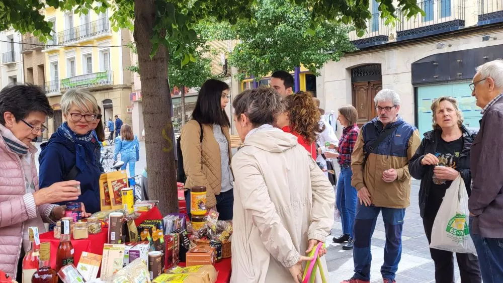 Celebración del Día Mundial del Comercio Justo en Huesca el año pasado.