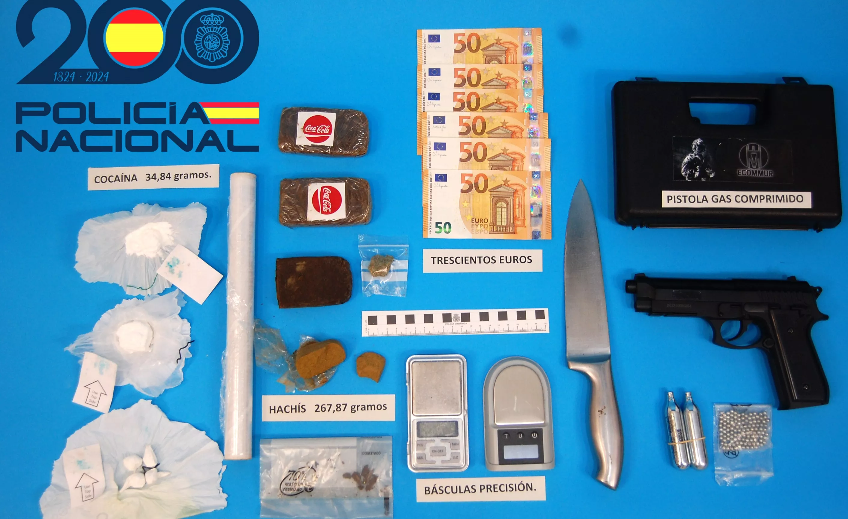 Dinero, droga y material intervenido en el Casco Viejo de Huesca