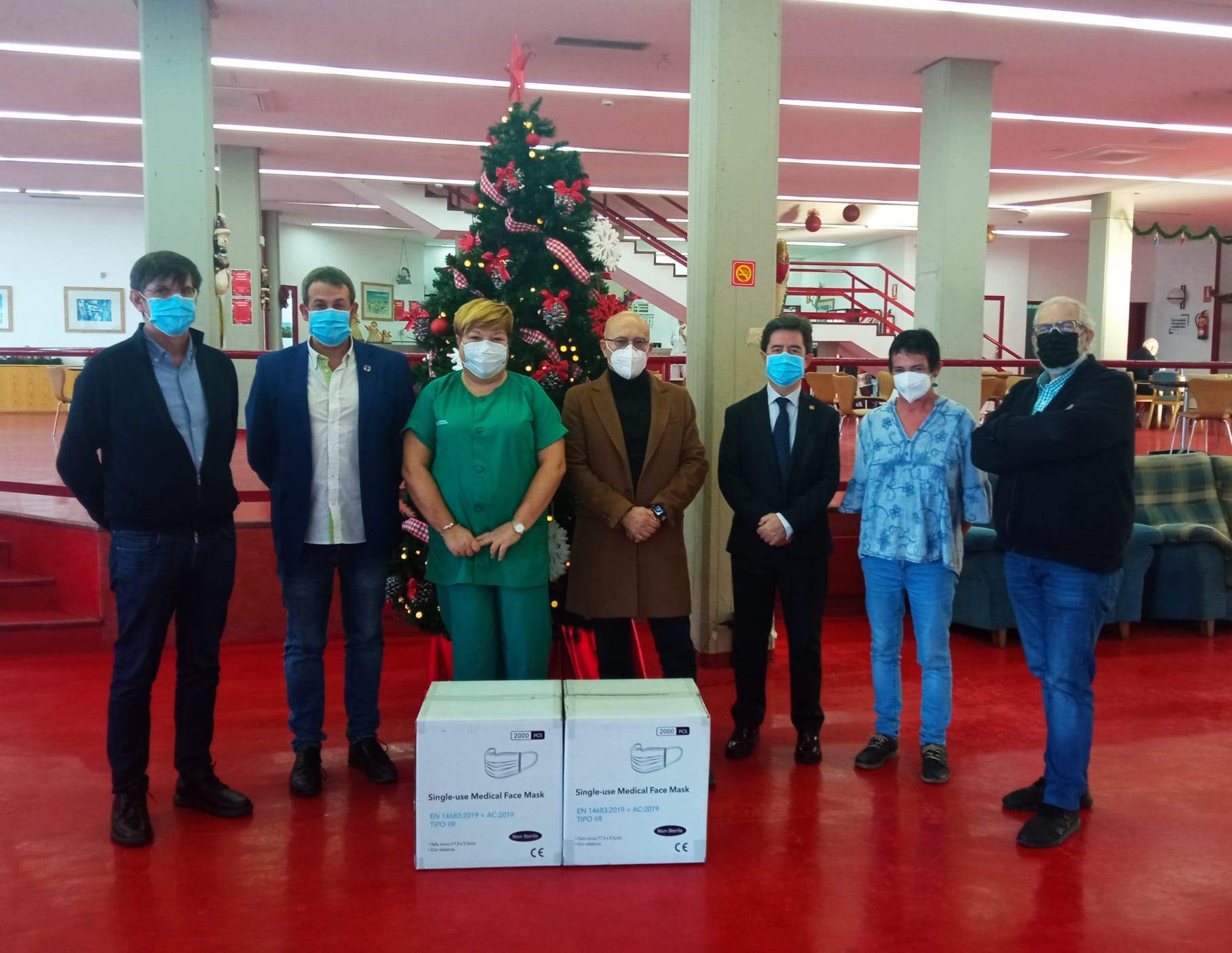 Mascarillas repartidas en la residencia Ciudad de Huesca.