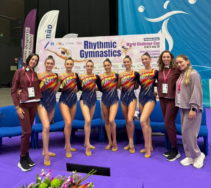 El conjunto español, tras el entrenamiento en Portimao. Foto RFEG