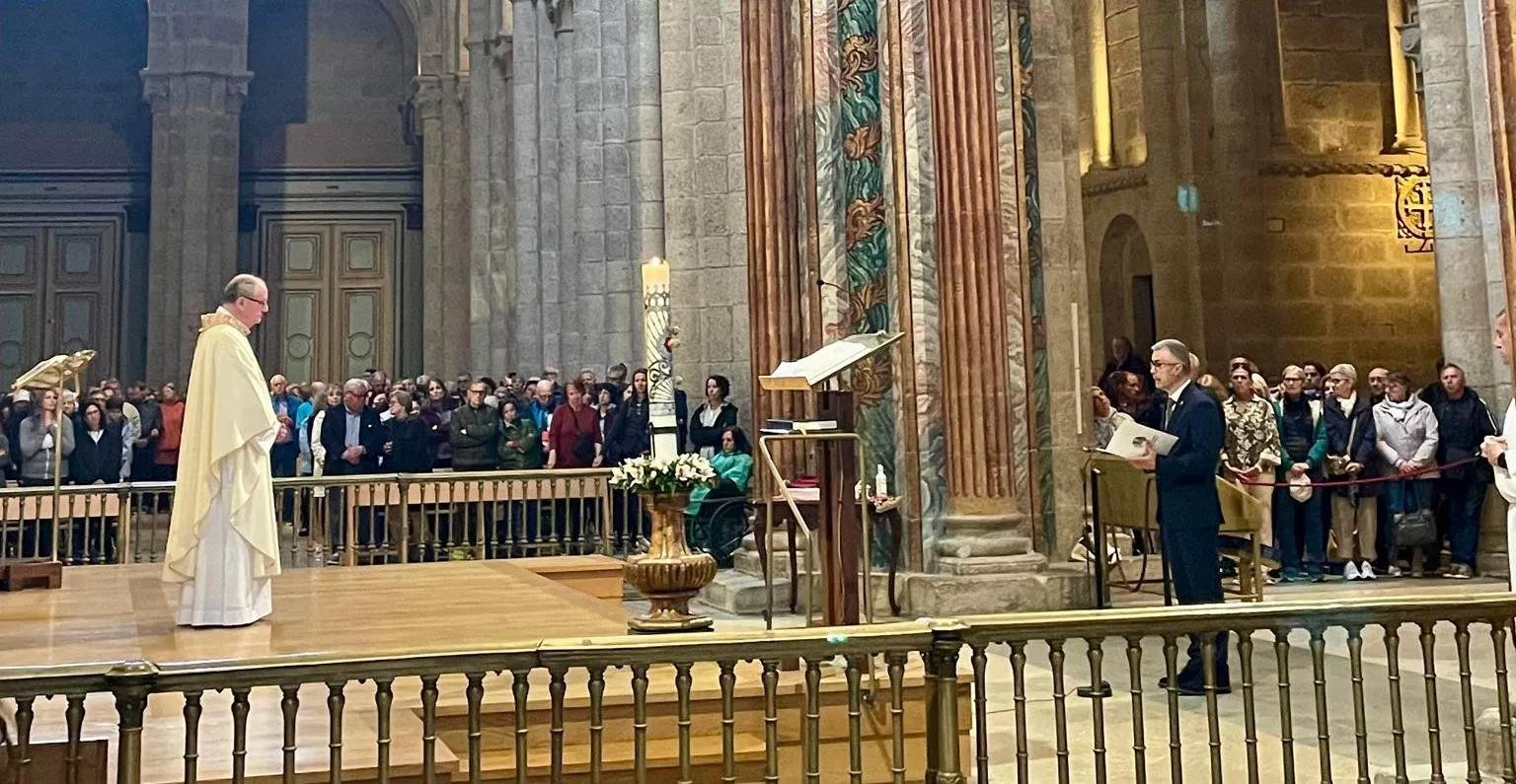 El alcalde de Jaca, Carlos Serrano, en la invocación de la Asociación de Municipios del Camino de Santiago