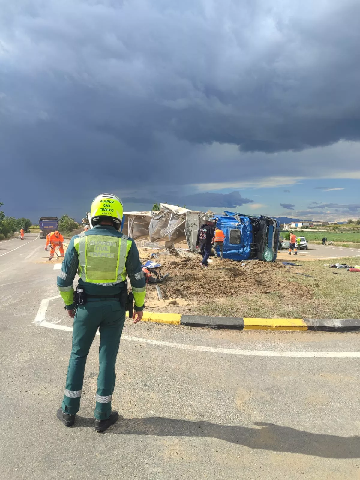 Lugar del accidente ocurrido en Huerto, con un herido grave.