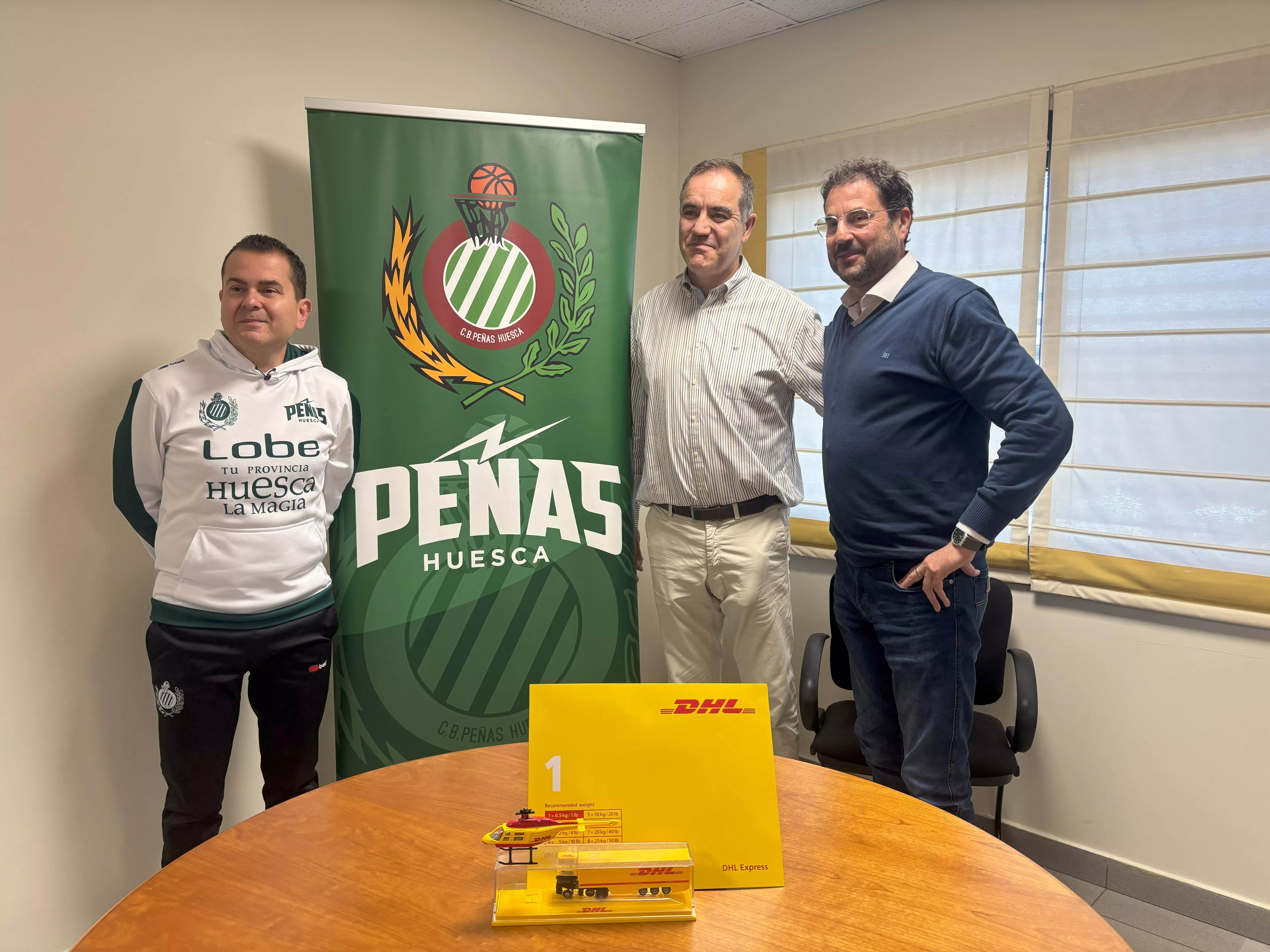 Rafa Sanz, Fernando Lascorz y Alfredo Barber ante el partido Cáceres Lobe Huesca la Magia