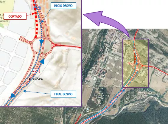 Incidencias en el tráfico hasta el 20 de junio por las obras de la A-23 en Sabiñánigo.
