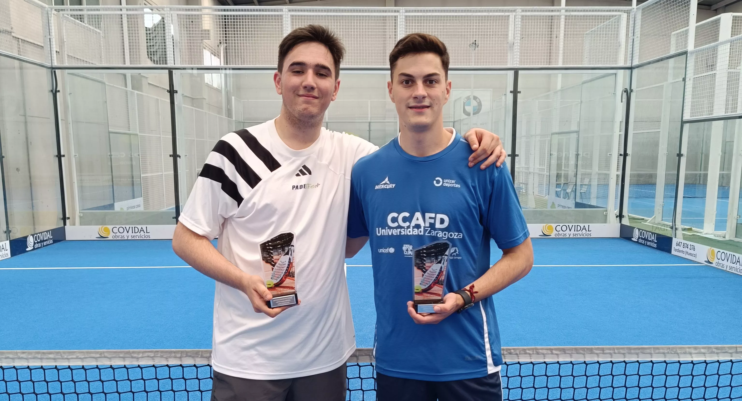 Sergio Barriendos y Hugo Causapé, ganadores del campeonato de pádel del Campus de Huesca.