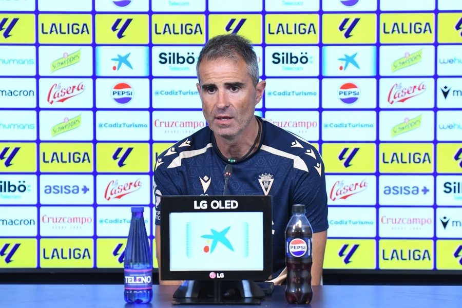 Garitano, en la rueda de prensa de este viernes. Foto: Cadiz CF