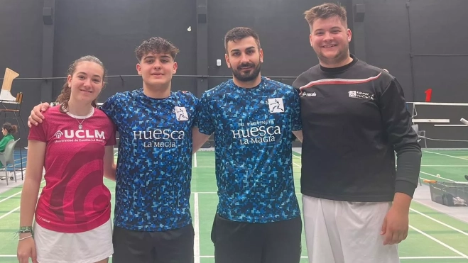 Cuarteto del Badminton Huesca en Vitoria. Cuarteto del Badminton Huesca en Vitoria.
