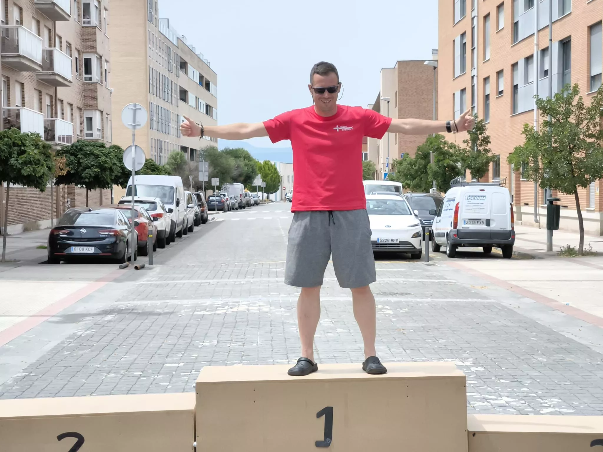 Los Javieres Iván Jaime y Nacho Dapena en el Oreka Marcha Nórdica de Ansoain