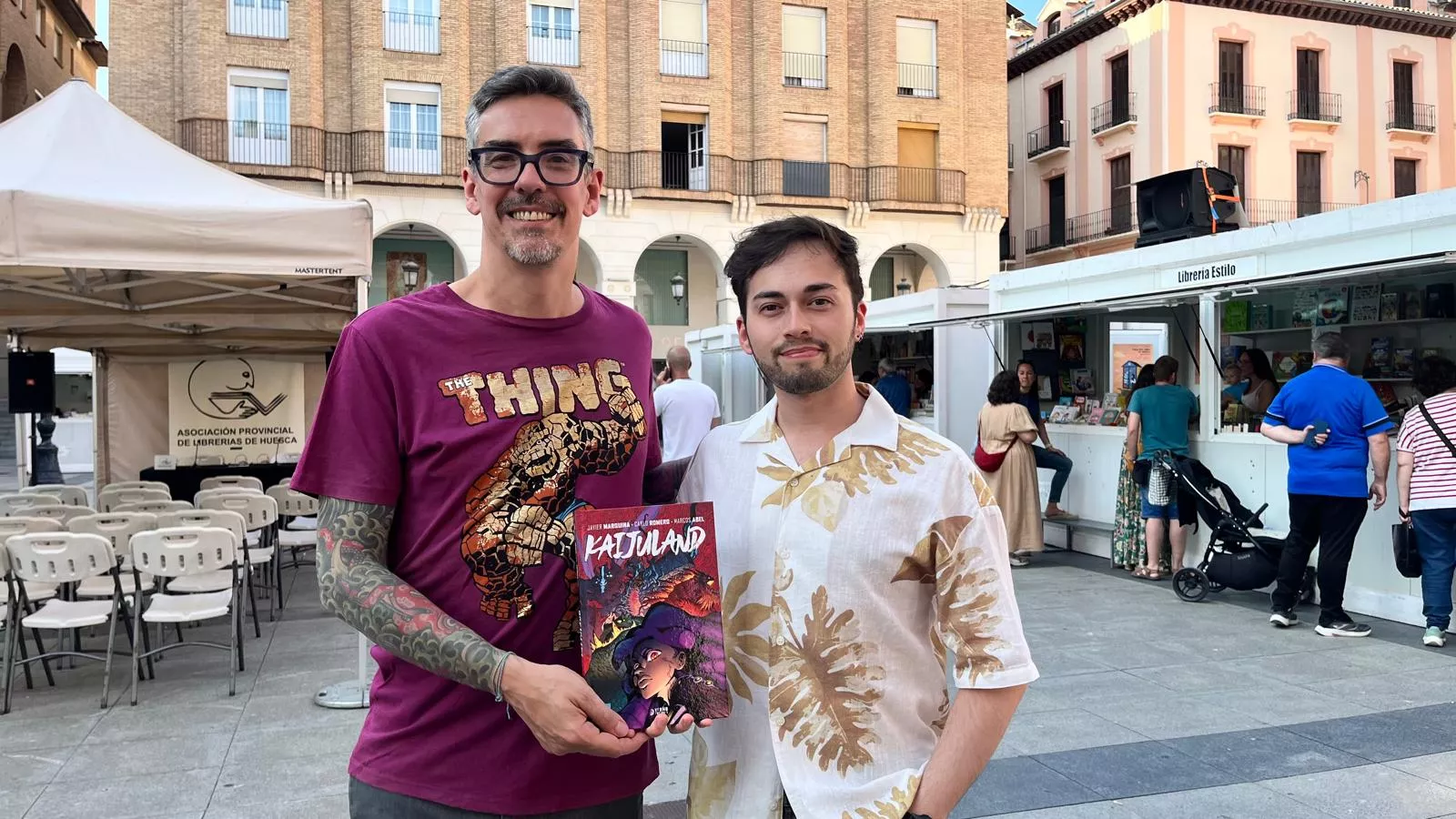 Javier Marquina y Carlo Romero presentan en la Feria del Libro de Huesca su obra  Kaijuland. Foto Mercedes Manterola