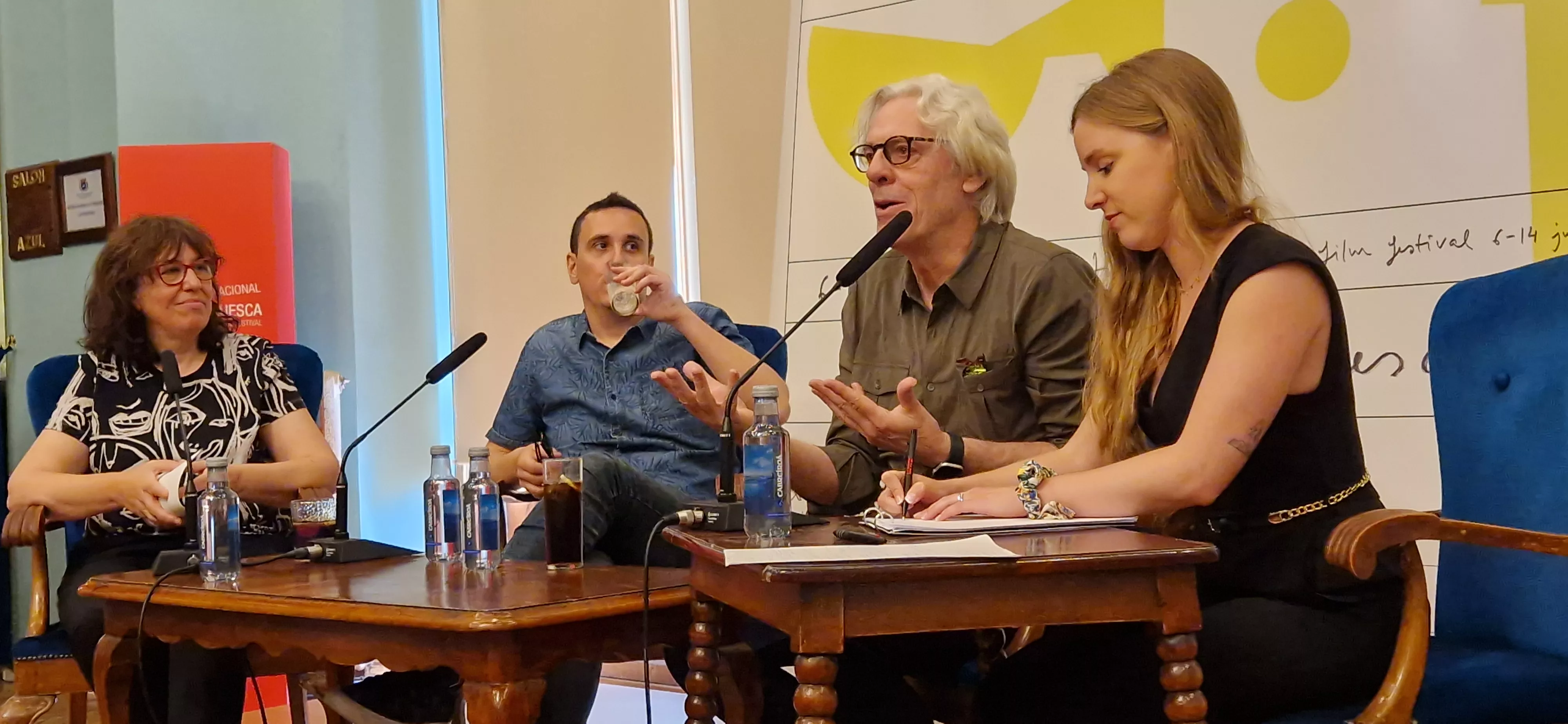 Stewart Copeland y Pablo Aragüés en el Festival de Cine de Huesca. Foto Myriam Martínez