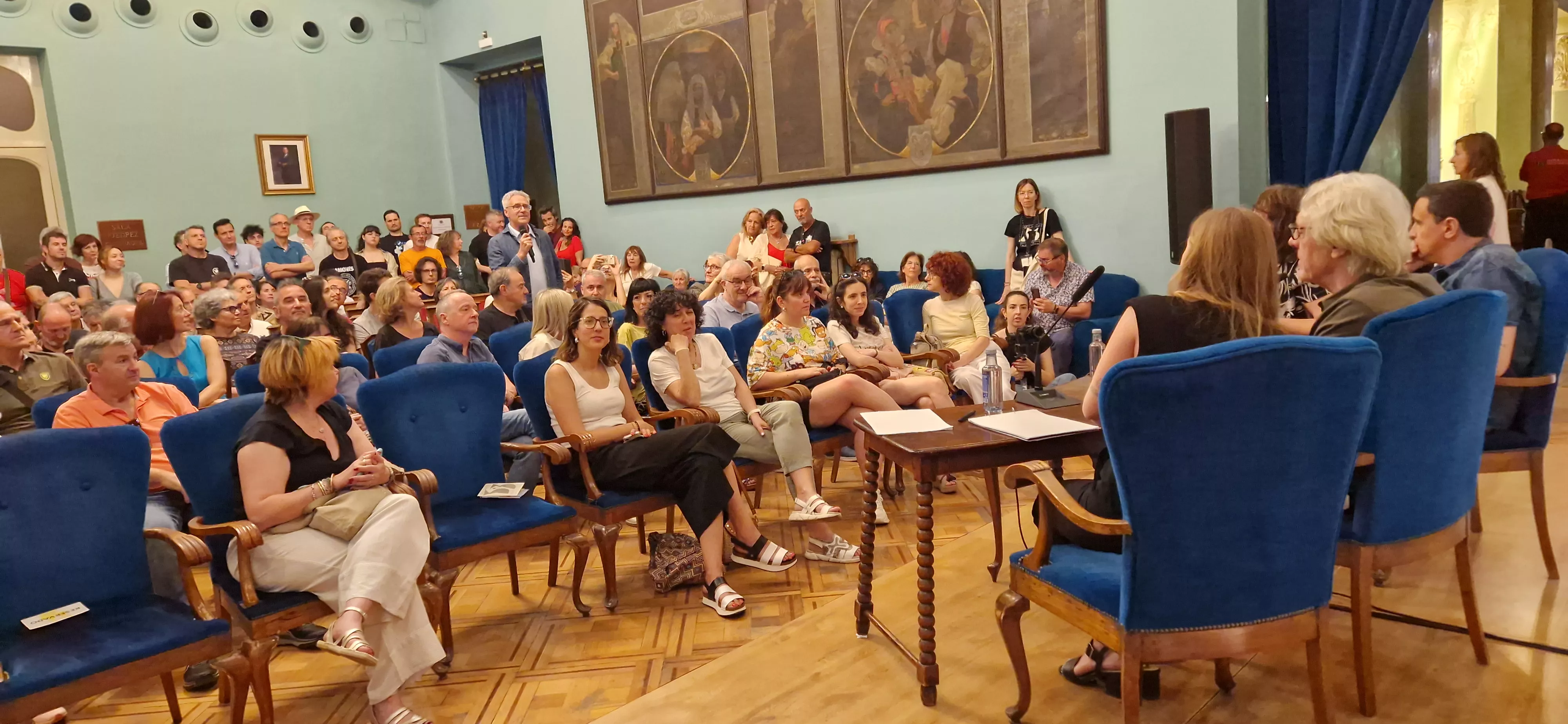 Stewart Copeland y Pablo Aragüés en el Festival de Cine de Huesca. Foto Myriam Martínez