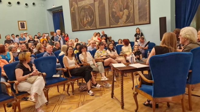 Stewart Copeland y Pablo Aragüés en el Festival de Cine de Huesca. Foto Myriam Martínez