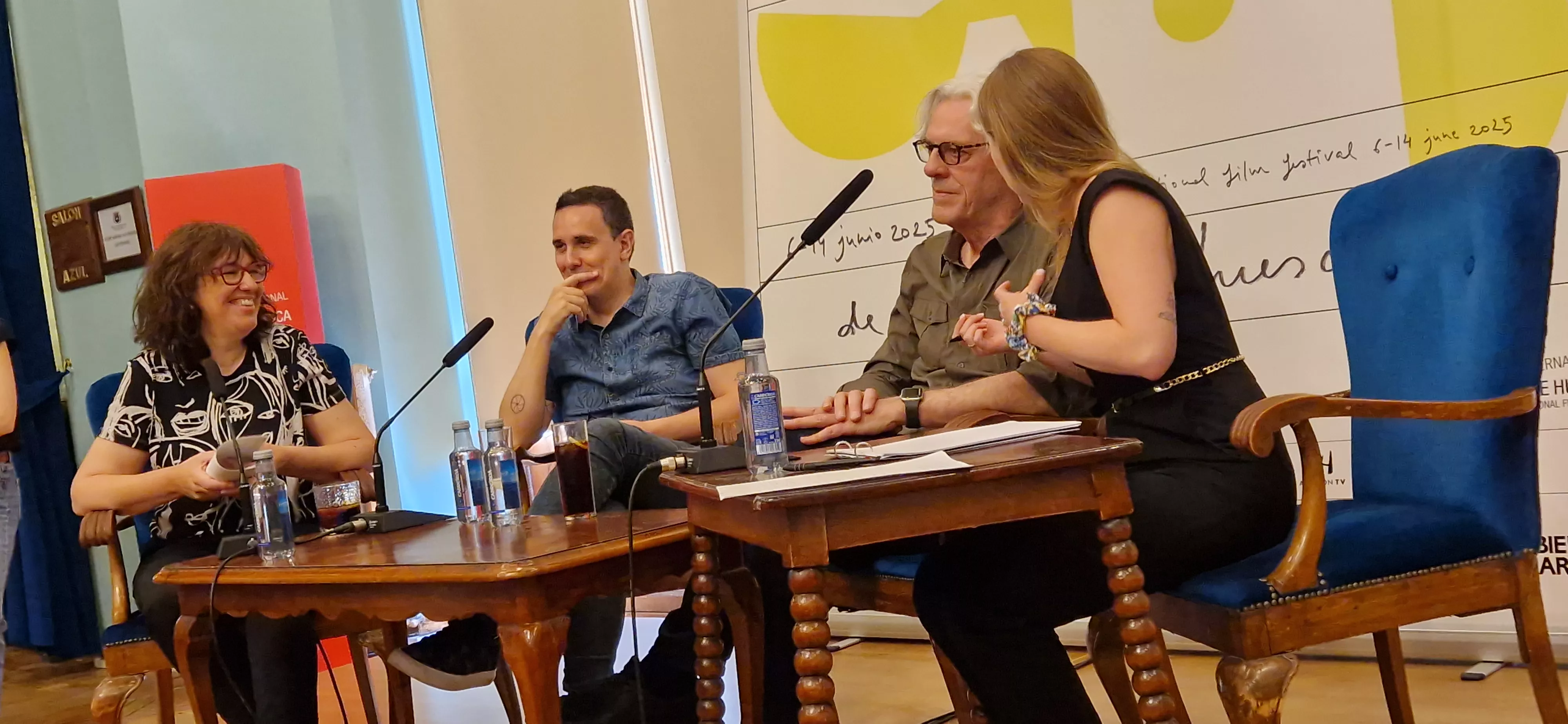 Stewart Copeland y Pablo Aragüés en el Festival de Cine de Huesca. Foto Myriam Martínez