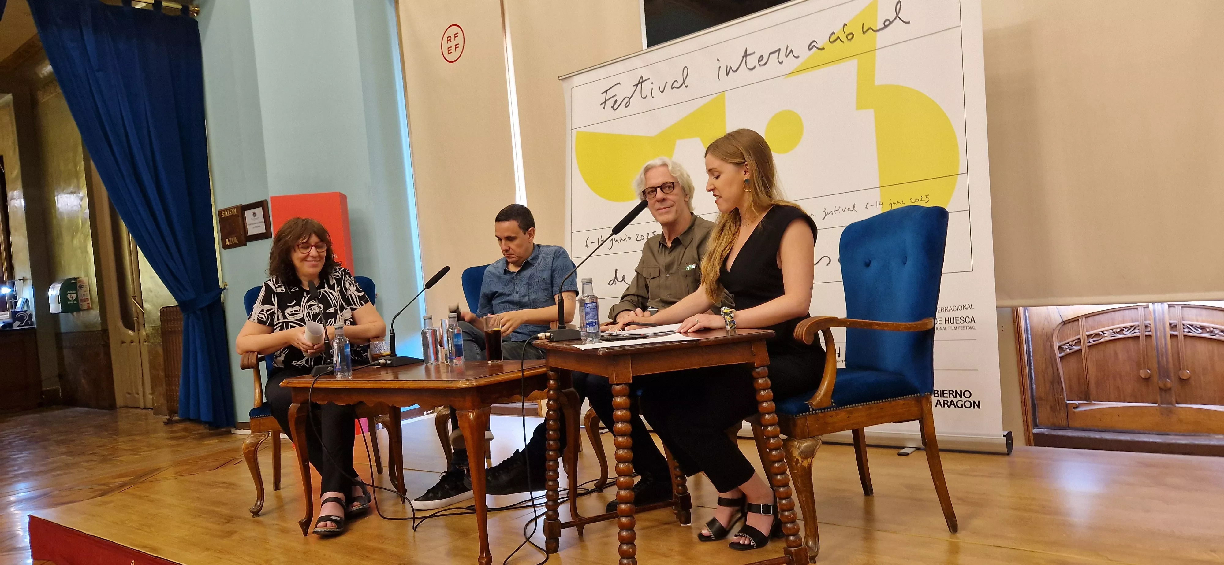 Stewart Copeland y Pablo Aragüés en el Festival de Cine de Huesca. Foto Myriam Martínez
