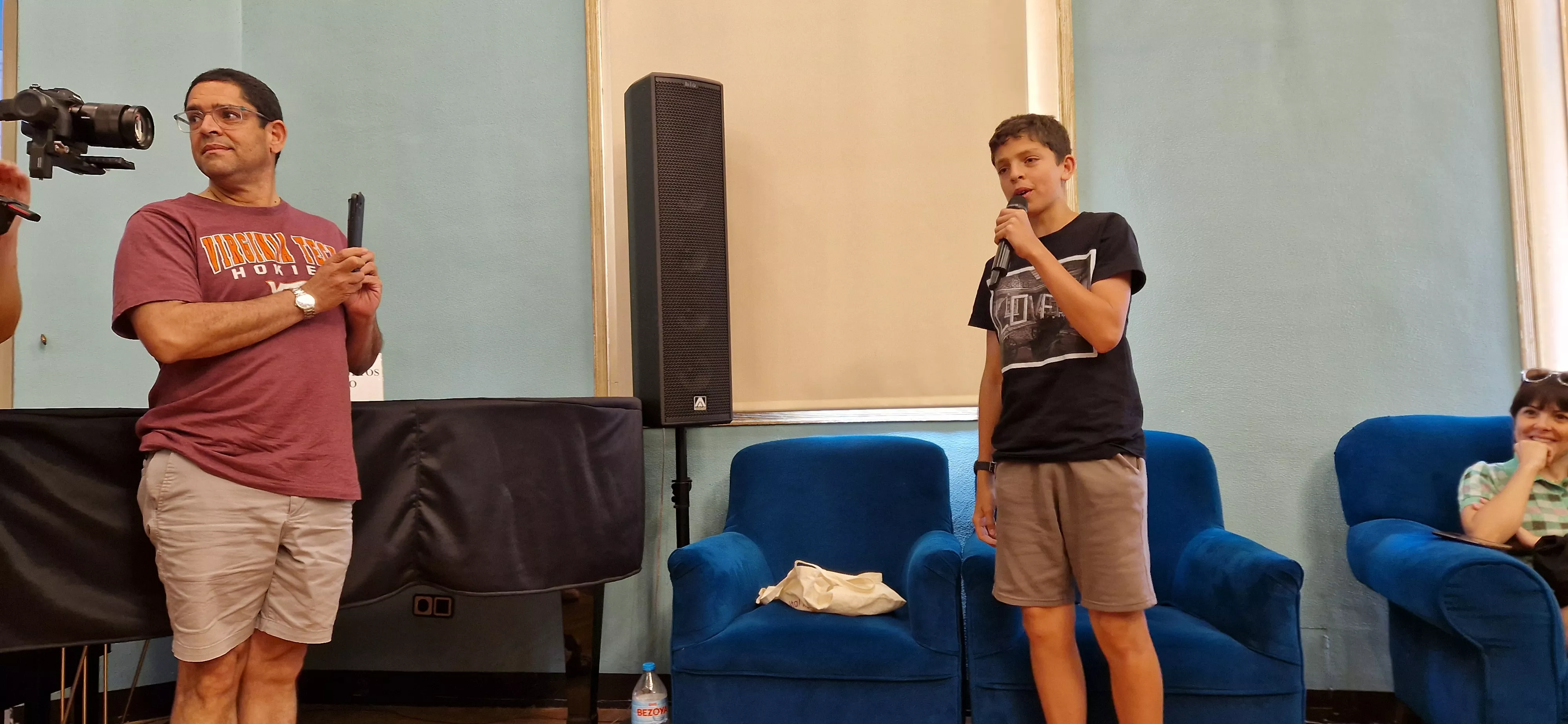 Stewart Copeland y Pablo Aragüés en el Festival de Cine de Huesca. Foto Myriam Martínez