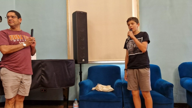 Stewart Copeland y Pablo Aragüés en el Festival de Cine de Huesca. Foto Myriam Martínez