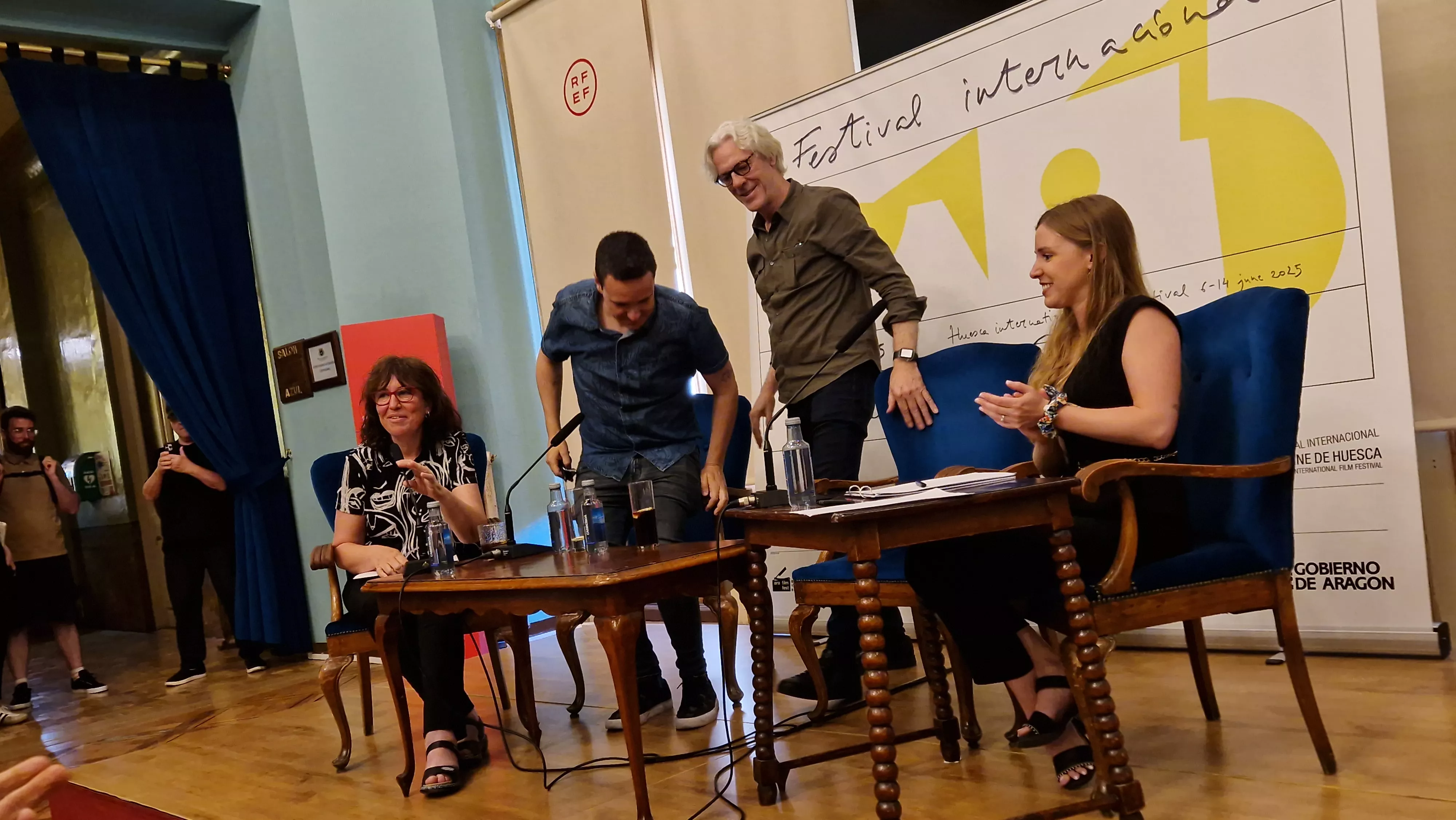 Stewart Copeland y Pablo Aragüés en el Festival de Cine de Huesca. Foto Myriam Martínez